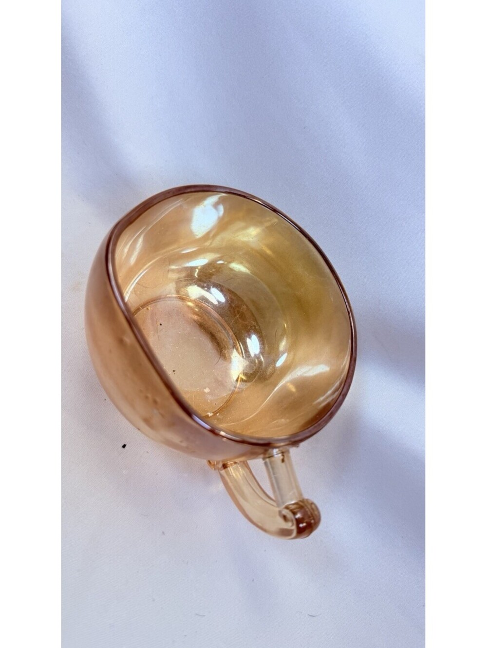 Vintage Jeanette Glass Moderne Orange Marigold Iridescent Punch Cup